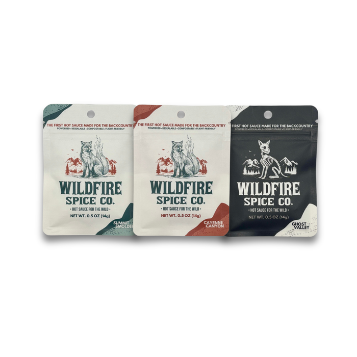 Wildfire Variety Pack | 3 Powdered Hot Sauces for Backpacking